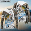 Bluejose Walleye Fishing Camo Forest Scene Custom Name & Team Name 3D Shirts