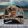 BlueJose Deer Hunting American Flag Pattern Multicolor Personalized Name 3D Cap (4 colors)
