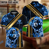 BlueJose Billiards Cool 8 Ball Cartoon Fire Flames Golden Line Style Personalized Name, Team Name Unisex Shirt (4 Colors)