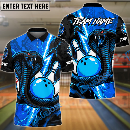 BlueJose Bowling Lightning Cobra Viper Customized Name, Team Name 3D Shirt (4 Colors)