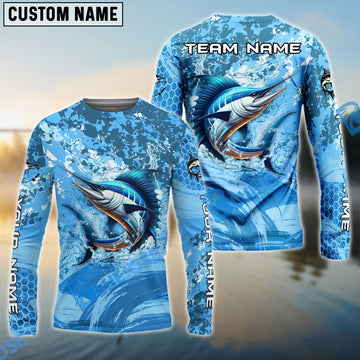 Bluejose Marlin Fishing Catch The Blue Wave Custom Name & Team Name 3D Shirts
