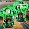 BlueJose Bowling Ball & Pins Angry Bear Customized Name, Team Name 3D Shirt (4 Colors)