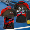 BlueJose Pickleball Action Customized Name 3D Shirt (4 Colors)