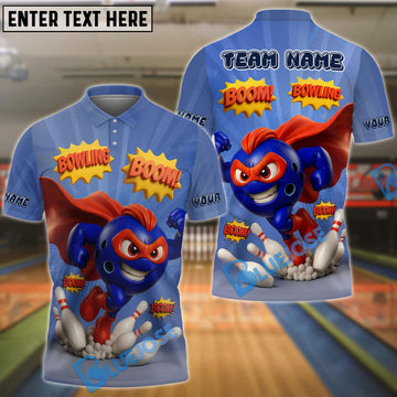 BlueJose Bowling And Pins  Super Bowling Boom Customized Name, Team Name 3D Shirt (4 Colors)