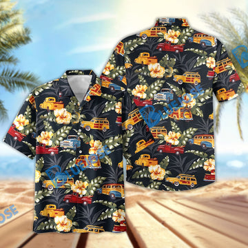 BlueJose Pick-Up Truck Woodie Surfer Men's Hawaiian Shirt