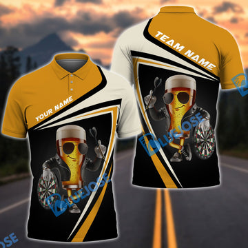 BlueJose Darts Funny Beer Multicolor Options Personalized Name Shirt (4 Colors)