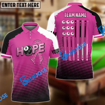 BlueJose Billiards Breast Cancer Awareness US Flag Customized Name 3D Shirts