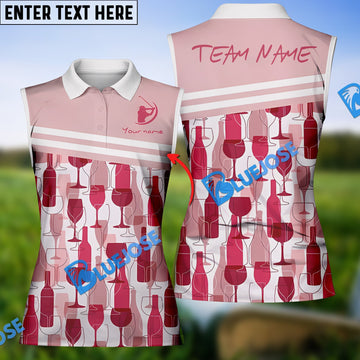 BlueJose Golf Wine Pattern Polo Shirt, Custom Name & Team Name 3D Shirt