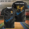 BlueJose Bowling Golden Royal Flame Customized Name, Team Name 3D Shirt (4 Colors)