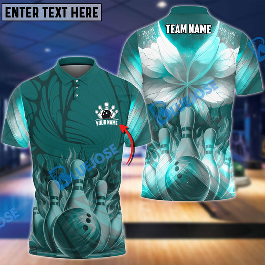 BlueJose Bowling And Pins Butterfly Customized Name 3D Shirt (4 Colors)