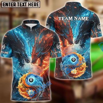BlueJose Billiards Ball 8 & 9 Water Dragon VS Fire Dragon Personalized Shirt