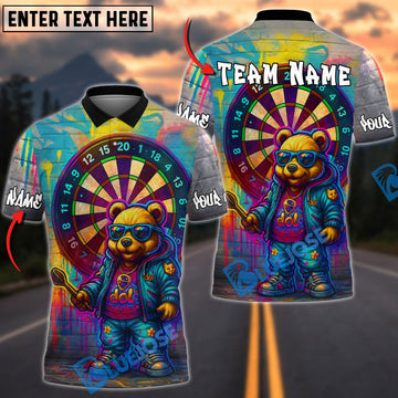 BlueJose Darts Graffiti Bear Neon Style Personalized Name Shirt