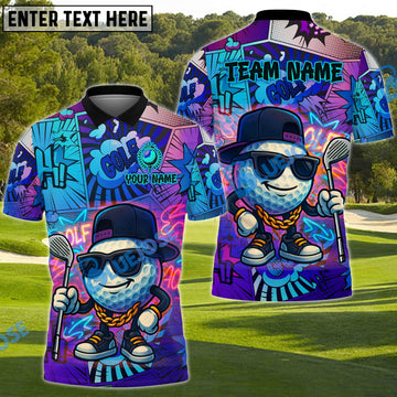 BlueJose Graffiti Golf King Shirt Customized Name, Team Name 3D Shirts (4 Colors)
