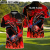 BlueJose Dragon Golf Fire Lightning Shirt Customized Name, Team Name 3D Shirts (4 Colors)