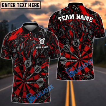 BlueJose Darts Black Marble Target Bullseye Personalized Name, Team Name Shirt (4 Colors)