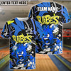 BlueJose Bowling Fireball Graffiti Style Customized Name, Team Name 3D Shirt (4 Colors)