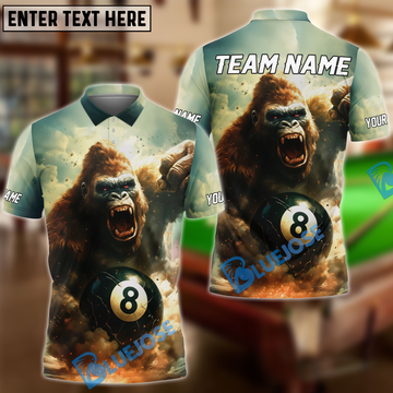 BlueJose Billiards 8-Ball Gorilla Fury Personalized Name, Team Name Unisex Shirt