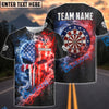 BlueJose Darts American Flag Smoke Fire Dartboard Punisher Skull Design Personalized Name Shirt