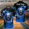 BlueJose Bowling And Pins Evil Skull Inferno Hands Customized Name 3D Shirt (4 Colors)