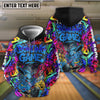 BlueJose Bowling And Pins Graffiti Colorful Bunny Customized Name, Team Name Shirt (4 Colors)