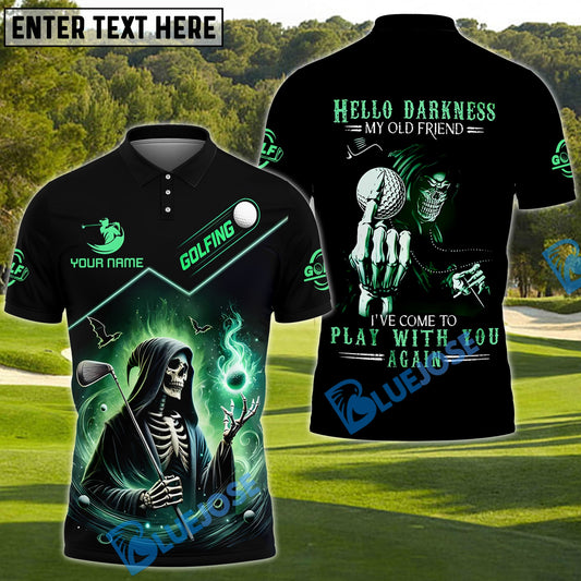BlueJose Grim Reaper Golf Shirt ‚"Hello Darkness" Custom Name, Team Name 3D Shirts