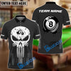 BlueJose Billiards Ball 8 Punisher Skull Cracked Design Customized Name, Team Name 3D Shirt
