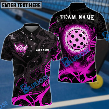 BlueJose Pickleball Beautiful Wings Personalized Name, Team Name Unisex Shirt (4 Colors)