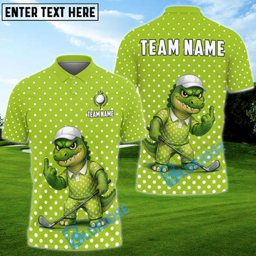BlueJose Golf Funny Alligator Polka Dot Cartoon Personalized Name, Team Name 3D Shirt (4 Colors)