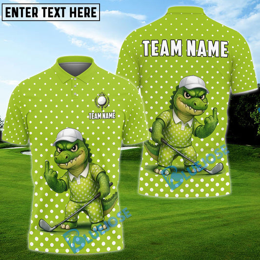BlueJose Golf Funny Alligator Polka Dot Cartoon Personalized Name, Team Name 3D Shirt (4 Colors)