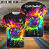 BlueJose Bowling And Pins Rainbow Blast Customized Name, Team Name 3D Shirt
