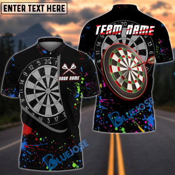 BlueJose Darts Color Splash Dartboard Personalized Name, Team Name Shirt (4 Colors)