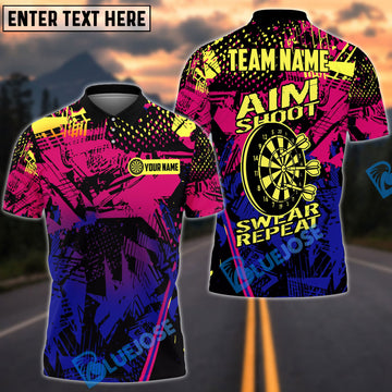 BlueJose Darts Aim Shoot Swear Repeat Personalized Name Shirt