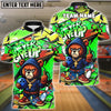 BlueJose Bowling And Pins Bear Never Give Up Graffiti Customized Name, Team Name 3D Shirt (4 Colors)