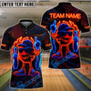 BlueJose Bowling Neon Flame Customized Name, Team Name 3D Shirt (4 Colors)