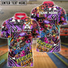 BlueJose Bowling Funny Skull Colorful Graffiti Personalized Name, Team Name 3D Shirt (4 Colors)