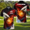 BlueJose Flame Eagle Strike Golf Polo Shirt, Customized Name & Team Name 3D Shirts (4 Colors)