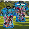 BlueJose Street Swing Skeleton Funny Golf Polo Shirt, Customized Name & Team Name 3D Shirts (4 Colors)