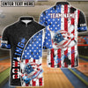 BlueJose Bowling And Pins Patriotic American Flag Customized Name, Team Name 3D Shirt