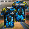 BlueJose Bowling And Pins Graffiti Cool Ball Fire Customized Name, Team Name 3D Shirt (4 Colors)