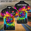 BlueJose Bowling And Pins Rainbow Blast Customized Name, Team Name 3D Shirt