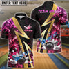 BlueJose Bowling And Pins Flame Smoke Customized Name 3D Shirt ( 6 Colors)