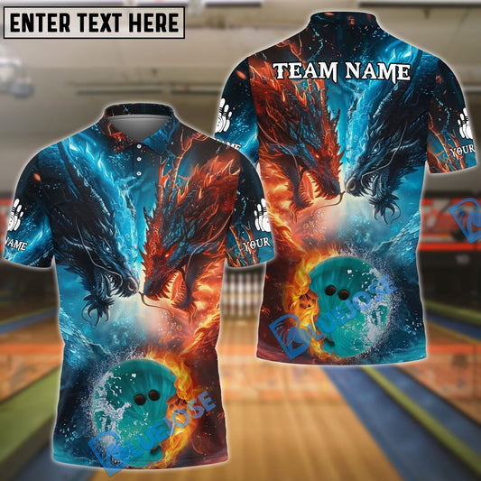 BlueJose Bowling Water Dragon & Fire Dragon Customized Name, Team Name 3D Shirt For Kids