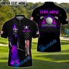 BlueJose Golf Skull Flame with American Flag Customized Name, Team Name 3D Shirts (4 Colors)