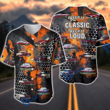 BlueJose Personalized Car Vintage Classic Car ''Keep It Classic Keep It Loud'' Baseball Jersey