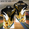 BlueJose Bowling And Pins Golden Crown Customized Name, Team Name 3D Shirt (4 Colors)