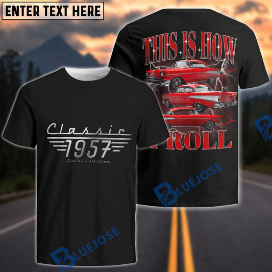 BlueJose Personalized Car Classic 1957 “This Is How I Roll” Vintage Car T-Shirt