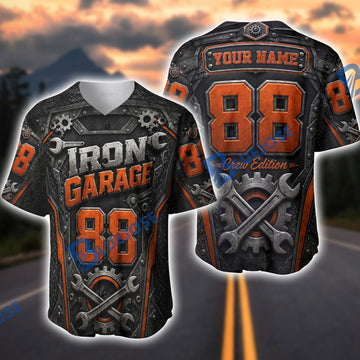 BlueJose Personalized Iron Garage Mechanic Jersey – Custom Crew Edition Baseball Jersey