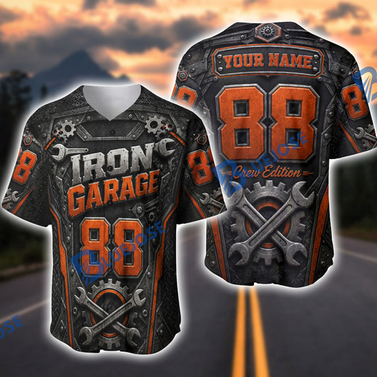 BlueJose Personalized Iron Garage Mechanic Jersey – Custom Crew Edition Baseball Jersey