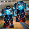 BlueJose Bowling And Pins Fire Wolf Magic Customized Name, Team Name 3D Shirt (4 Colors)