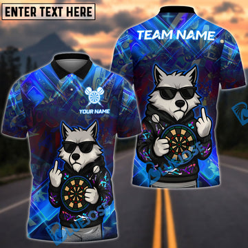 BlueJose Darts Wolf Graffiti Style Customized Name, Team Name 3D Shirt (4 Colors)